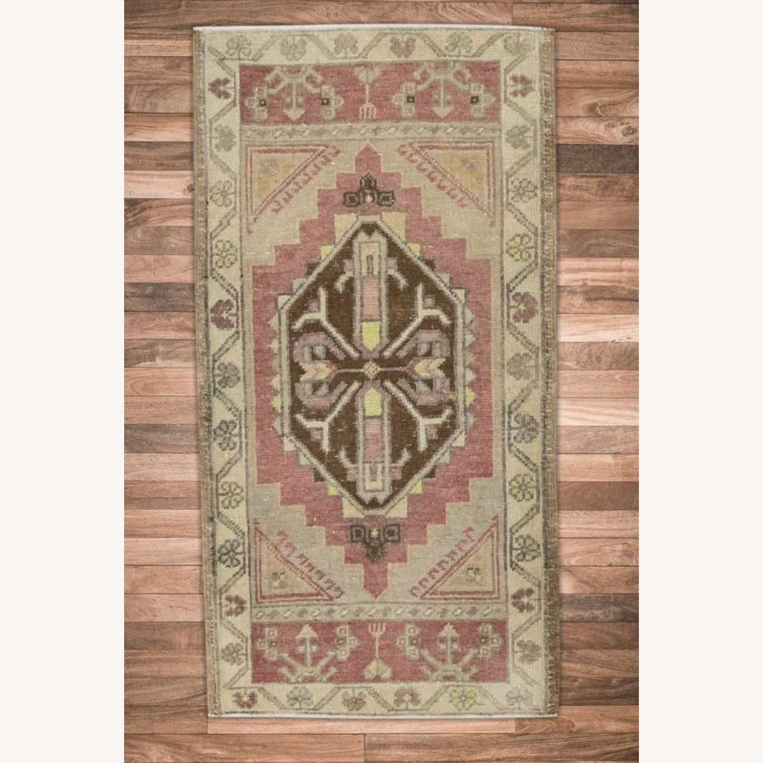 Oriental Hand Knotted Vintage Turkish Mini Rug  - image-2