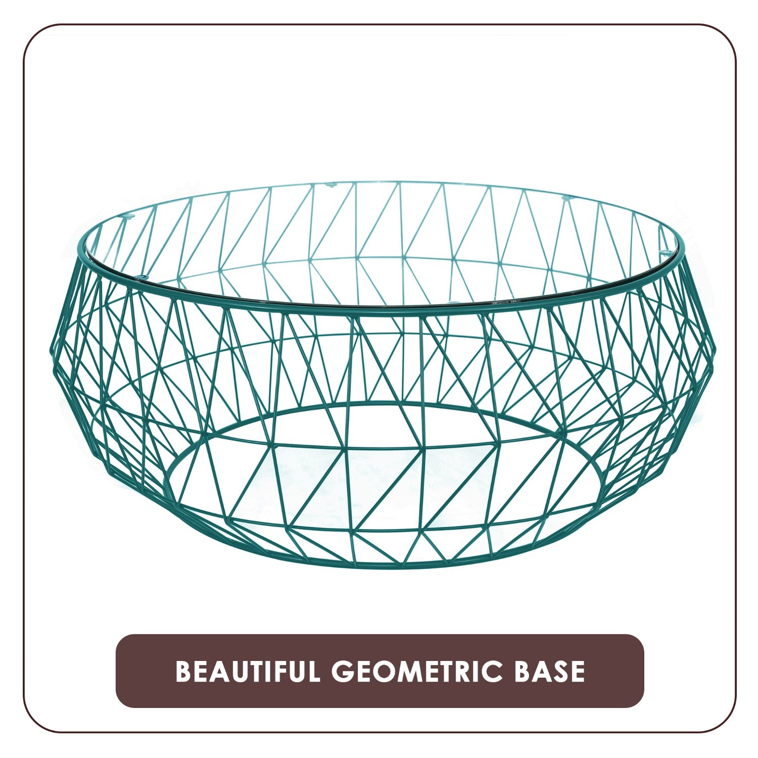 LeisureMod Malibu 39" Glass Top Blue Coffee Table - image-1