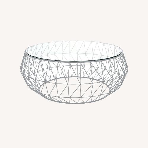 Used LeisureMod Malibu 39" Glass Top Grey Coffee Table for sale on AptDeco