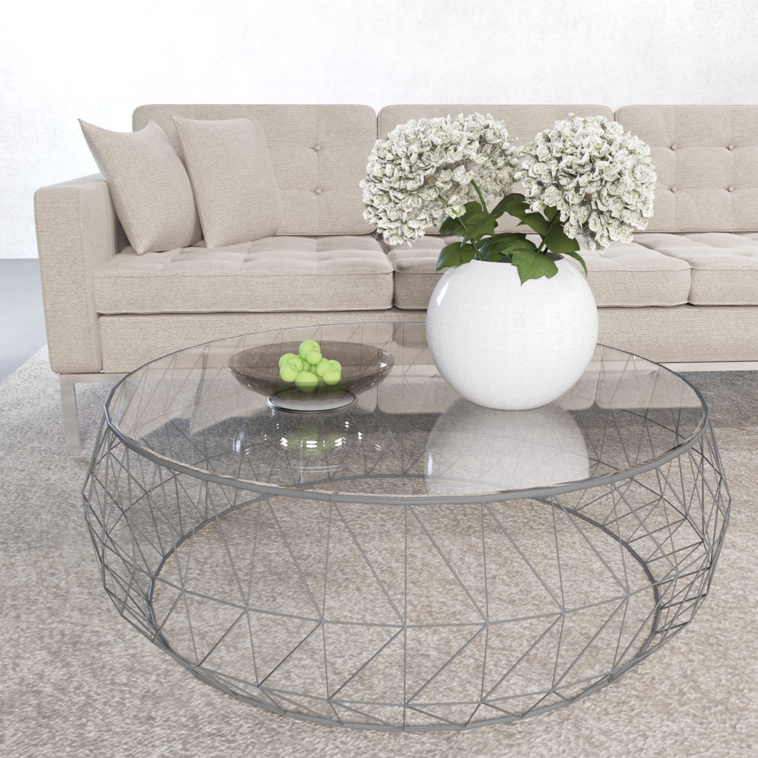 LeisureMod Malibu 39" Glass Top Grey Coffee Table - image-5