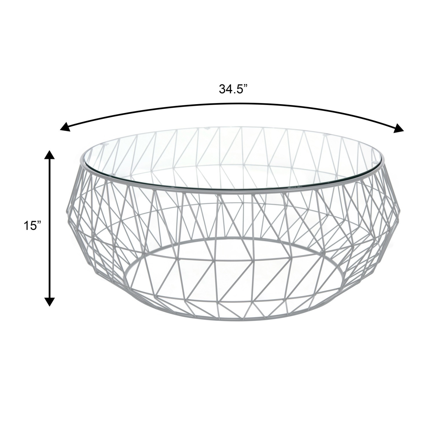 LeisureMod Malibu 39" Glass Top Grey Coffee Table - image-10