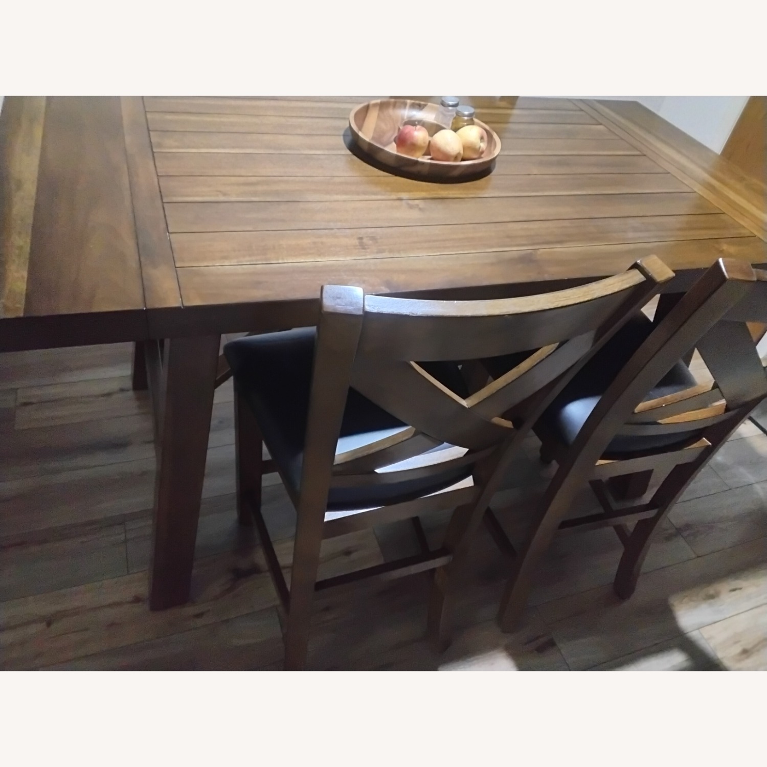 Dark Brown Wood Dining Set for 4 People - AptDeco