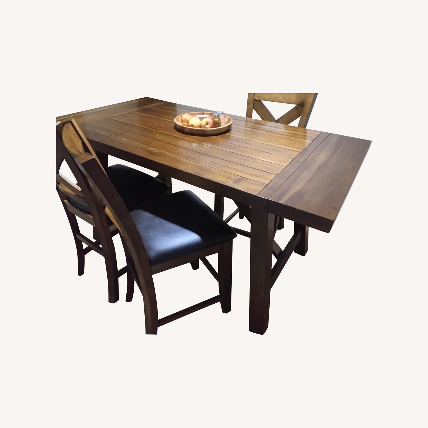 Dark Brown Wood Dining Set for 4 People - AptDeco
