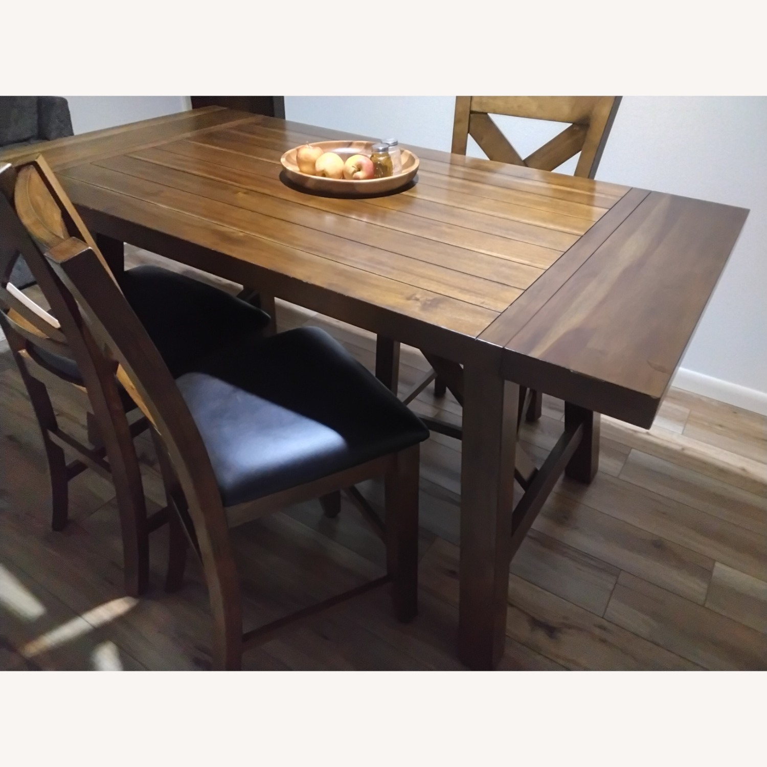 Dark Brown Wood Dining Set for 4 People - AptDeco