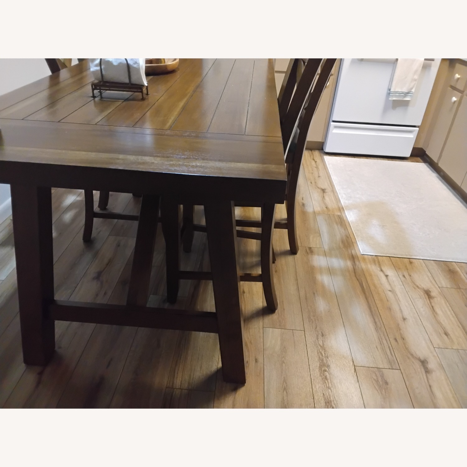 Dark Brown Wood Dining Set for 4 People - AptDeco