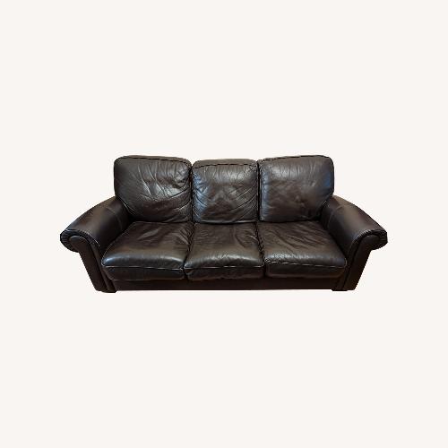 Used Hemingway Dark Leather 3 Seater High Back Sofa for sale on AptDeco