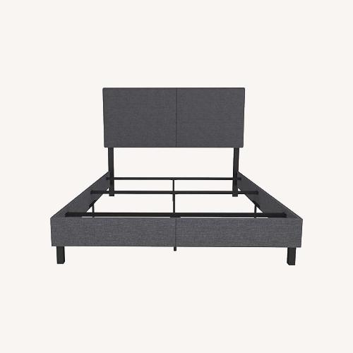 Used Grey Linen Queen Size Bed Frame for sale on AptDeco