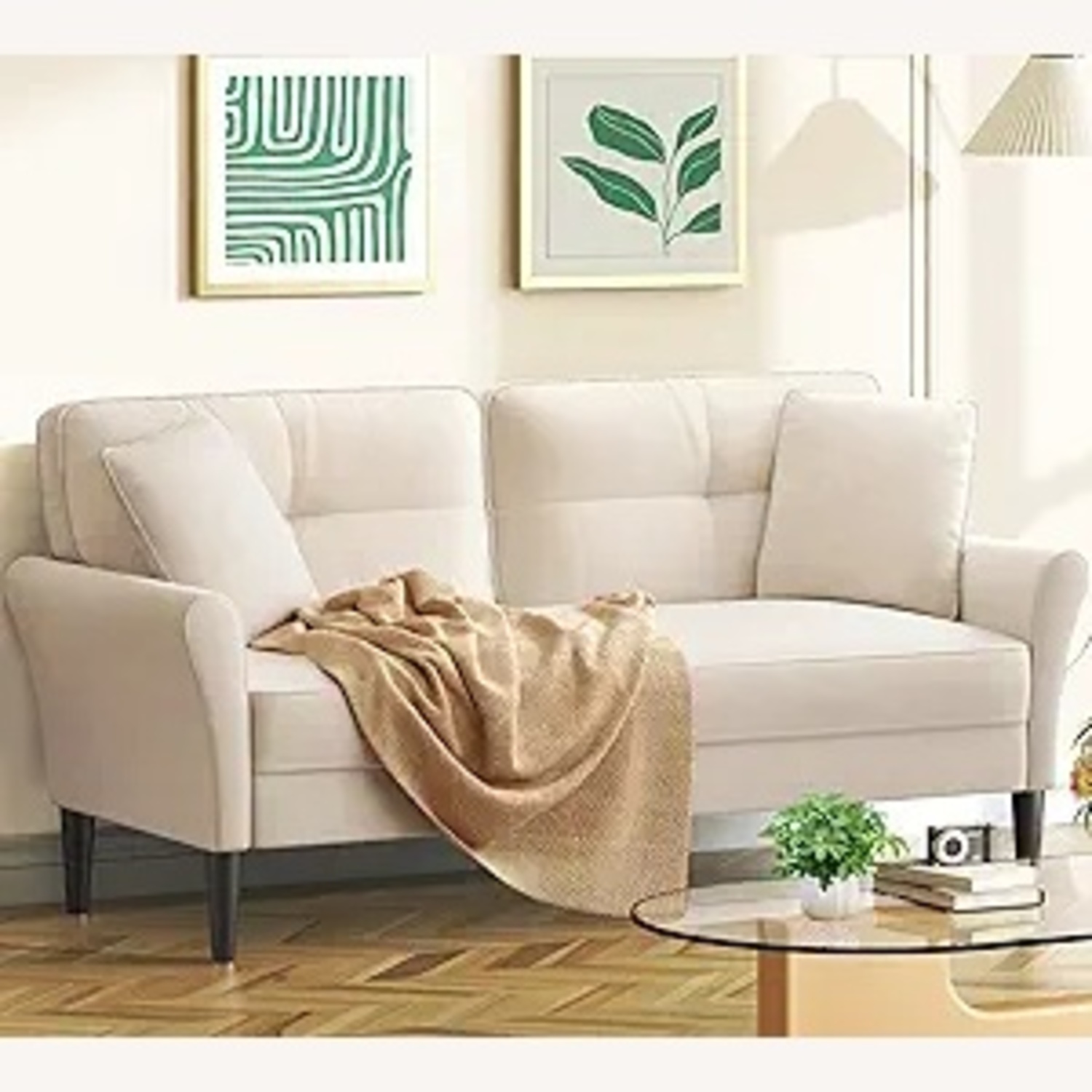 Soft Small Couch with 2 Pillows - image-4