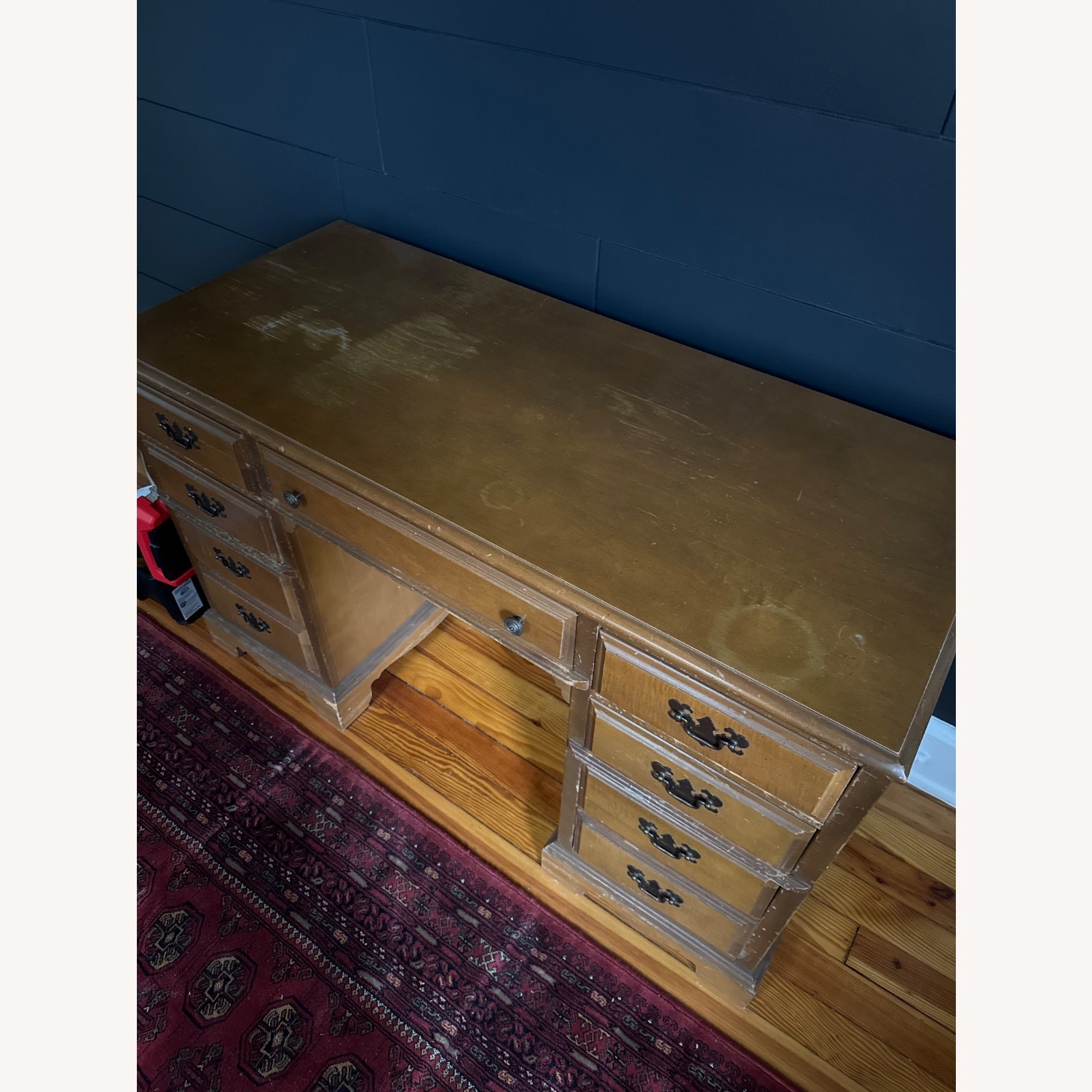 Vintage Bassett Furniture 7 Drawer Writing Desk - image-2