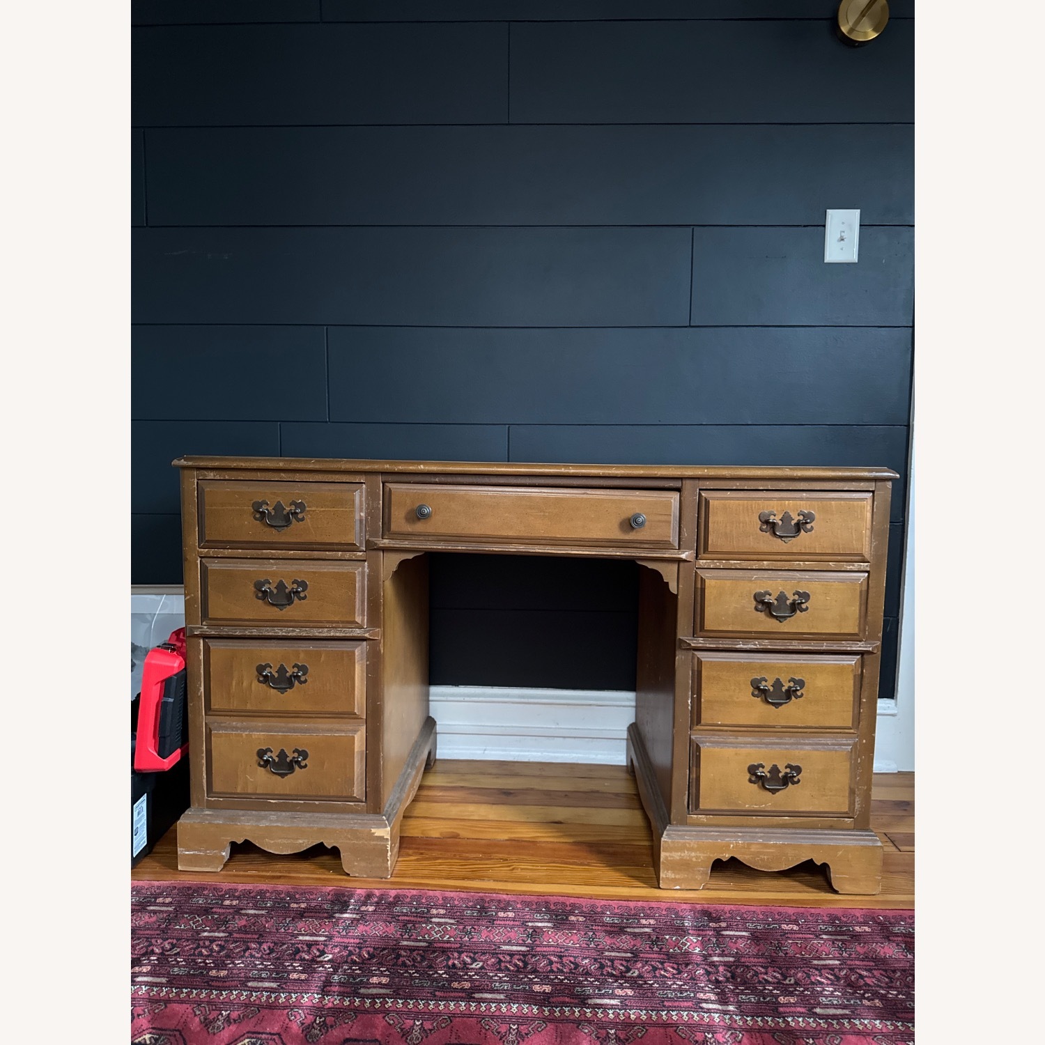 Vintage Bassett Furniture 7 Drawer Writing Desk - image-1