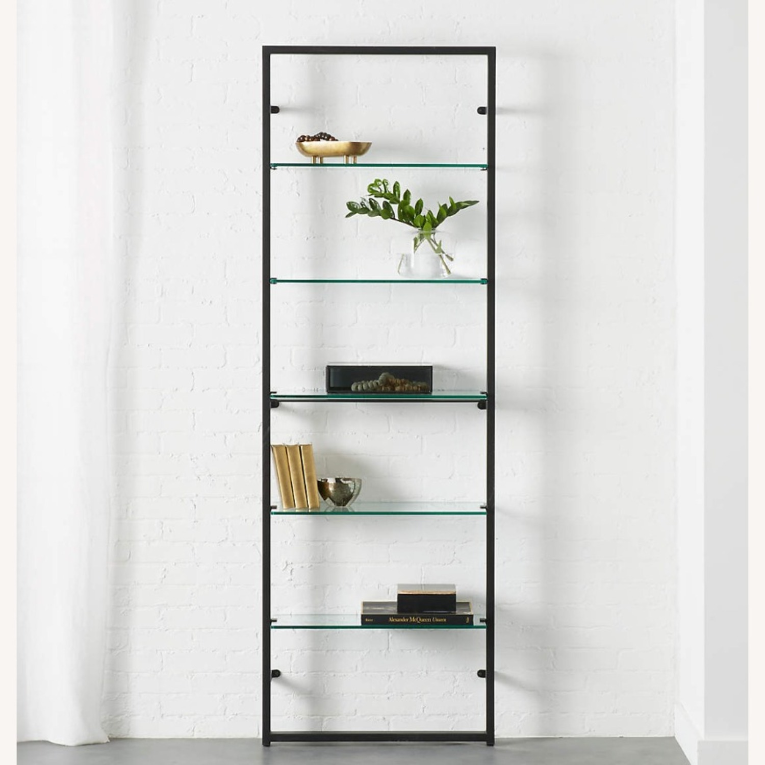 CB2 Black Metal Wall Mount Bookshelf - image-1