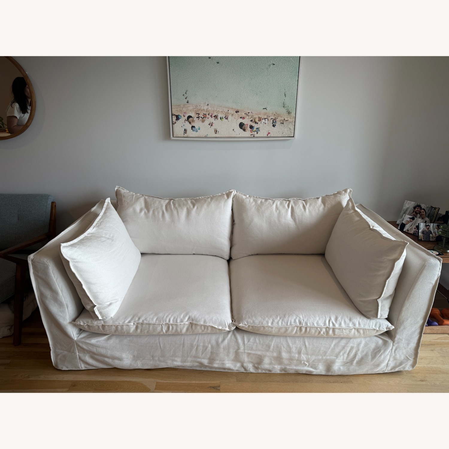 West Elm Linen Sofa - image-1