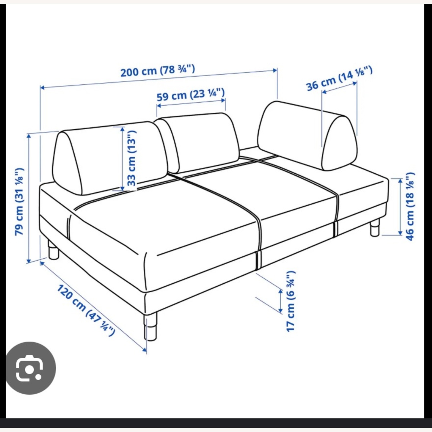 IKEA Flobetto Sleeper Sofa Gray - image-5