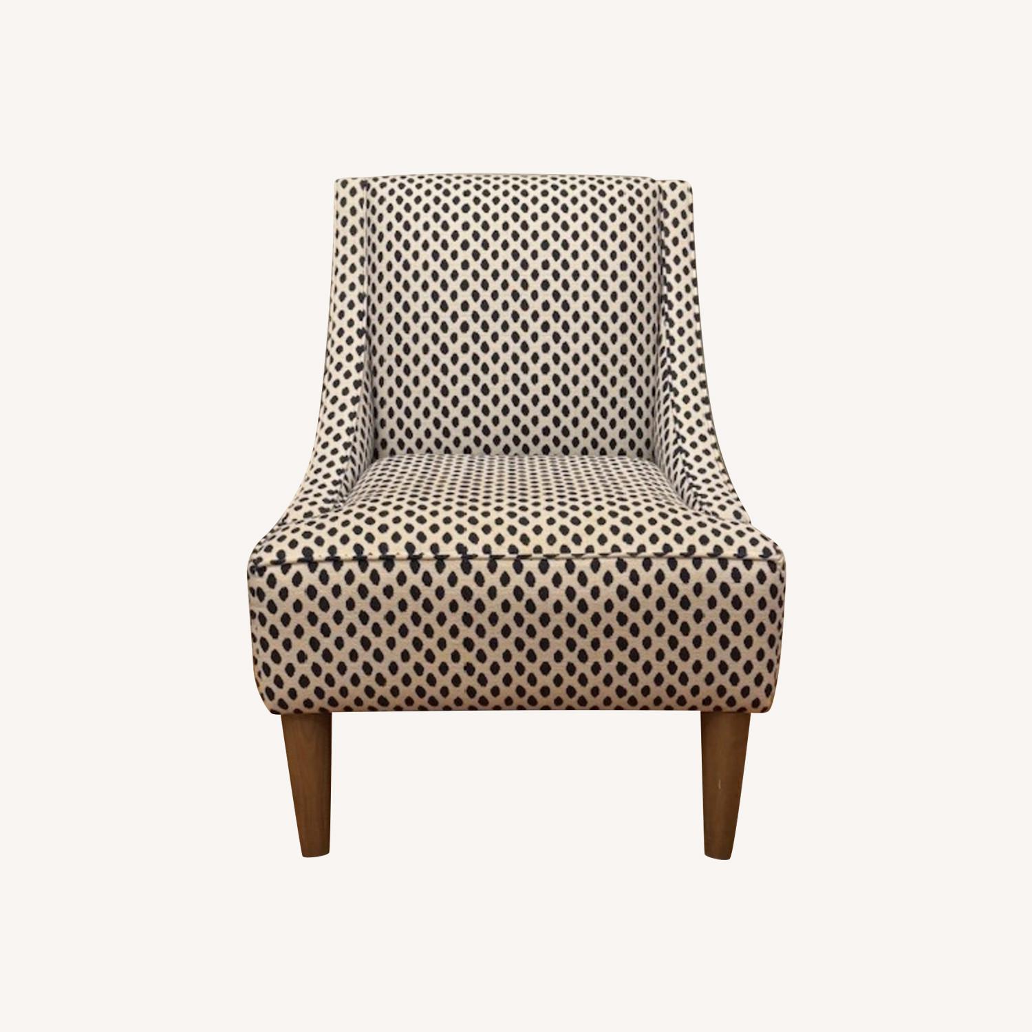 White and Navy Printed Fabric Accent Chair - image-0