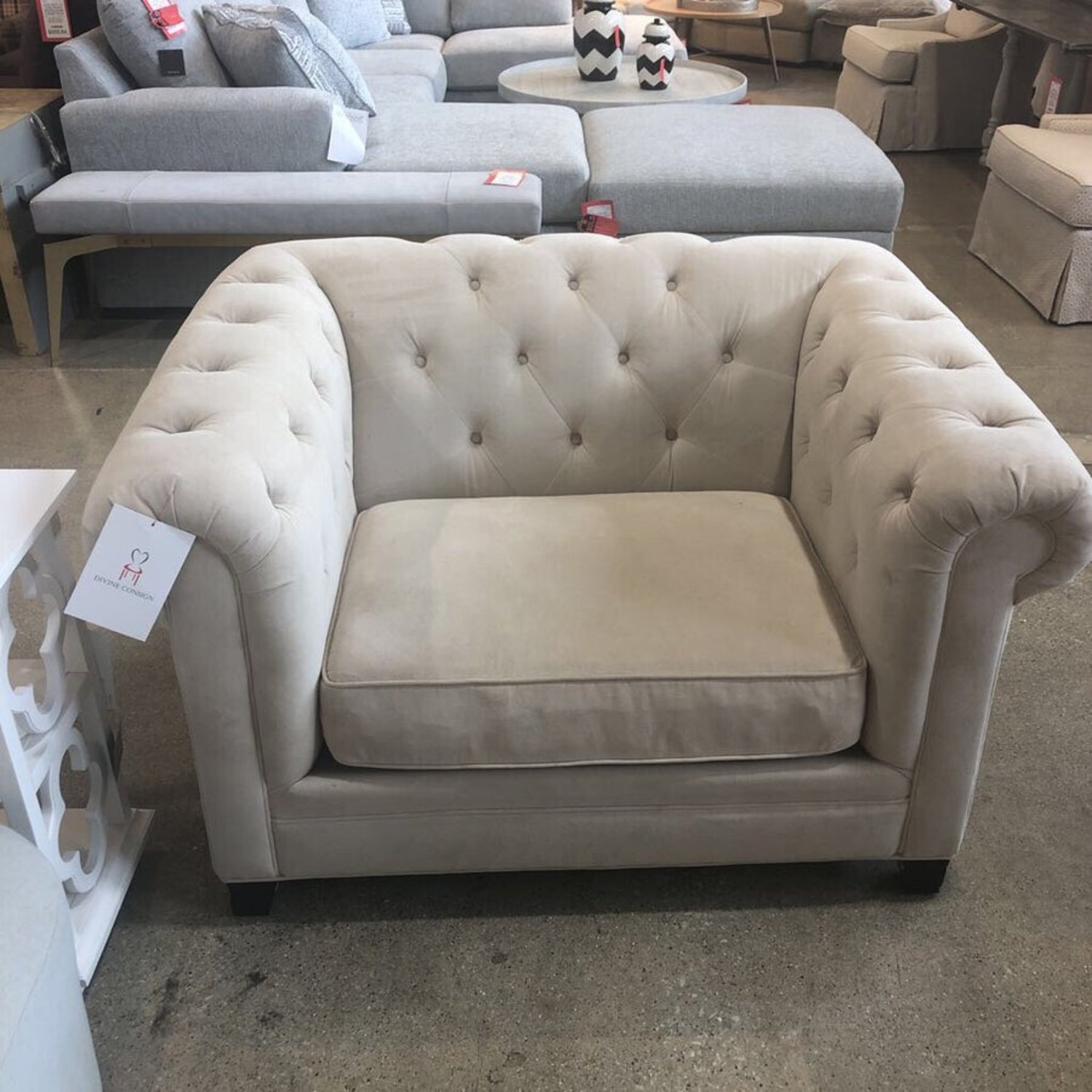 Jonathan Louis Tufted Velvet Club Lounge Chair - image-1