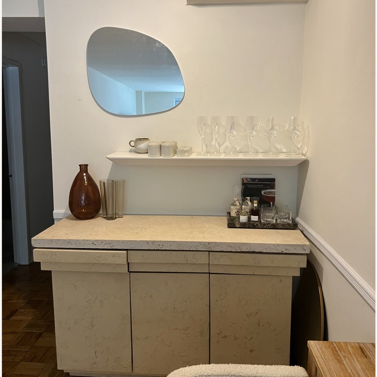 Vintage Stone Top Credenza - image-1