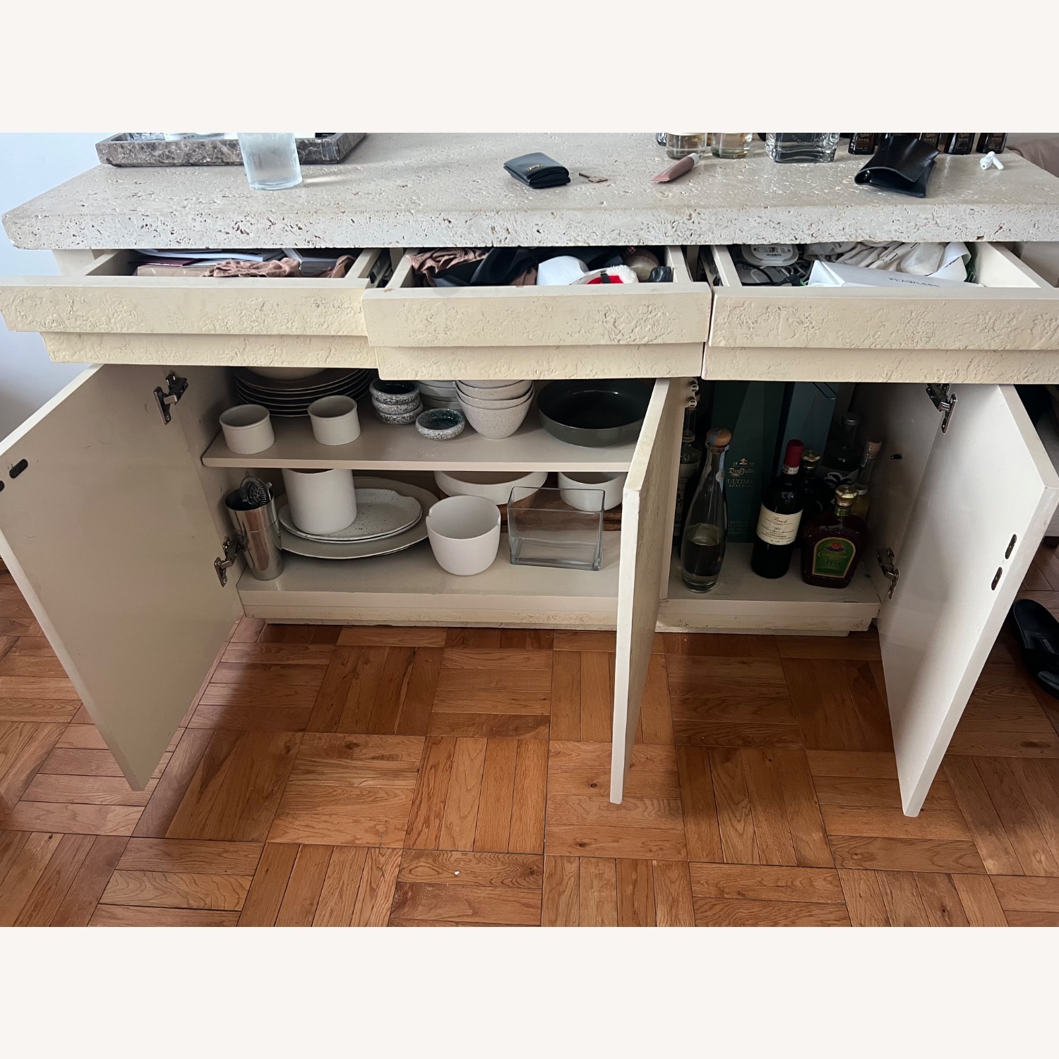 Vintage Stone Top Credenza - image-5