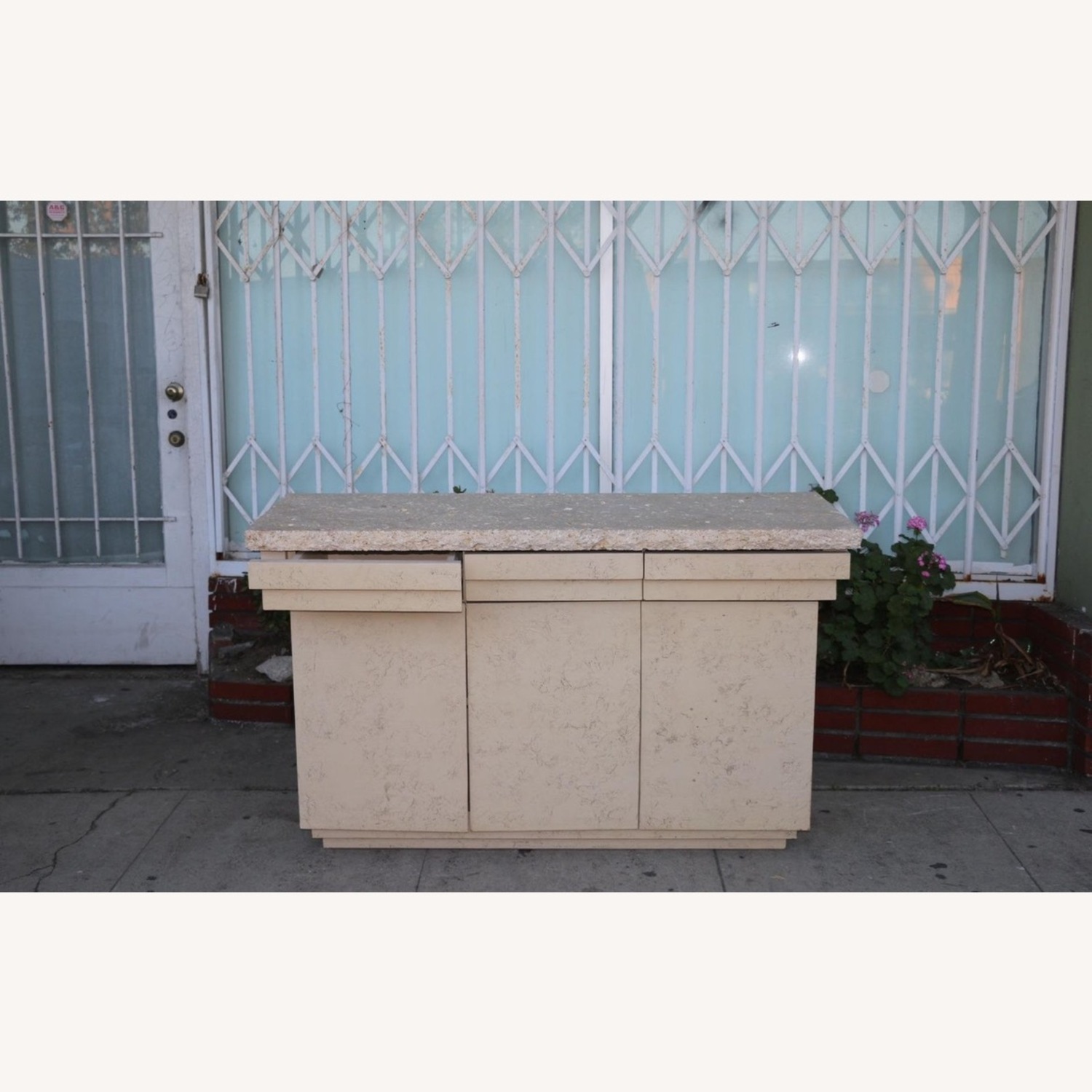 Vintage Stone Top Credenza - image-2