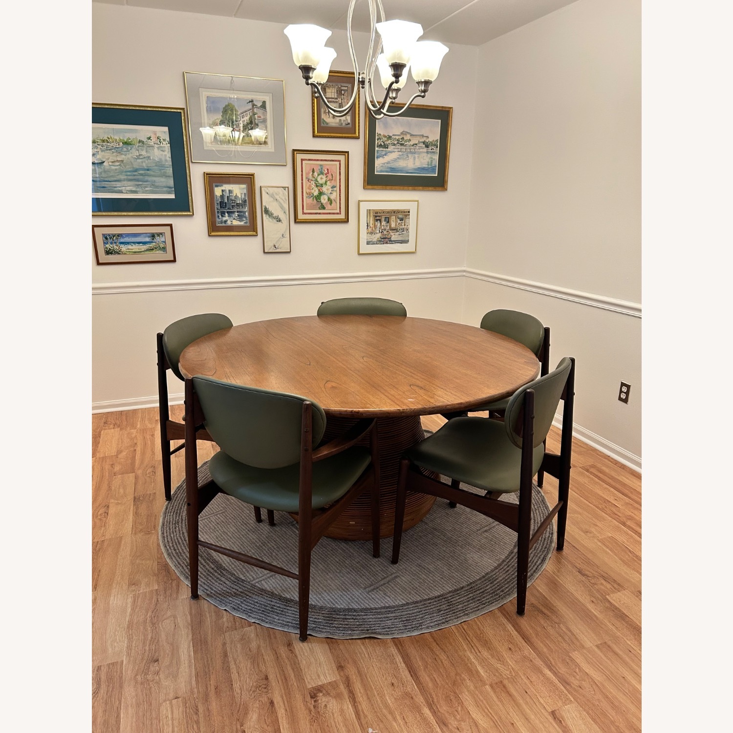 CB2 Salamina Round Rattan-Wrapped Wood Dining Table - image-5