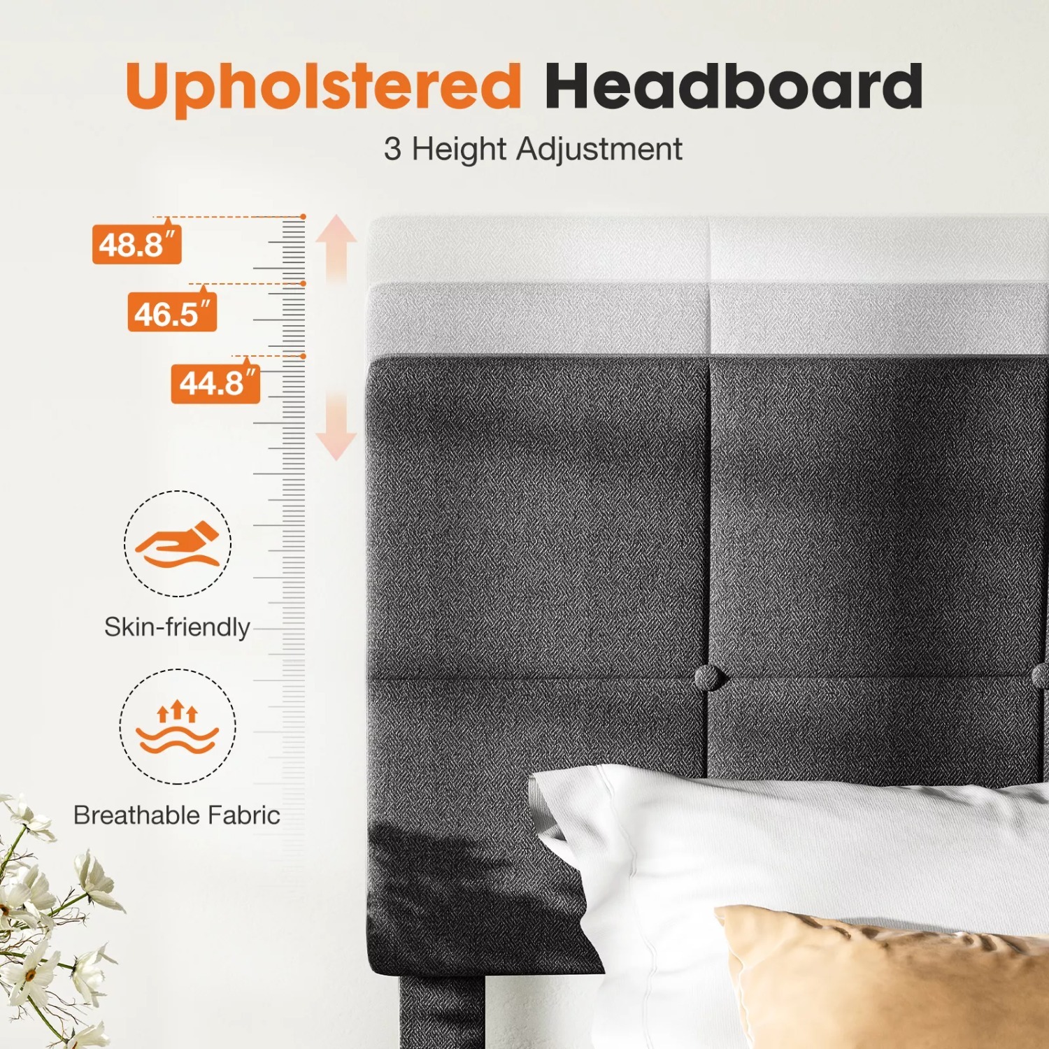 Queen Bed Frame with Adjustable Headboard - image-3