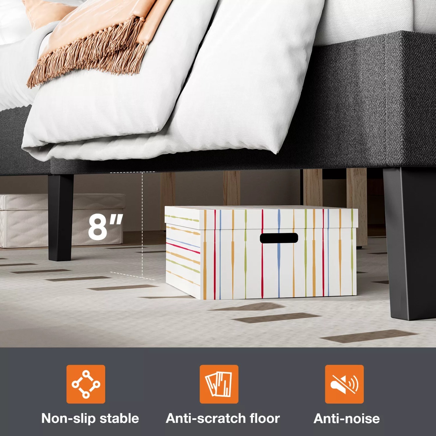 Queen Bed Frame with Adjustable Headboard - image-4