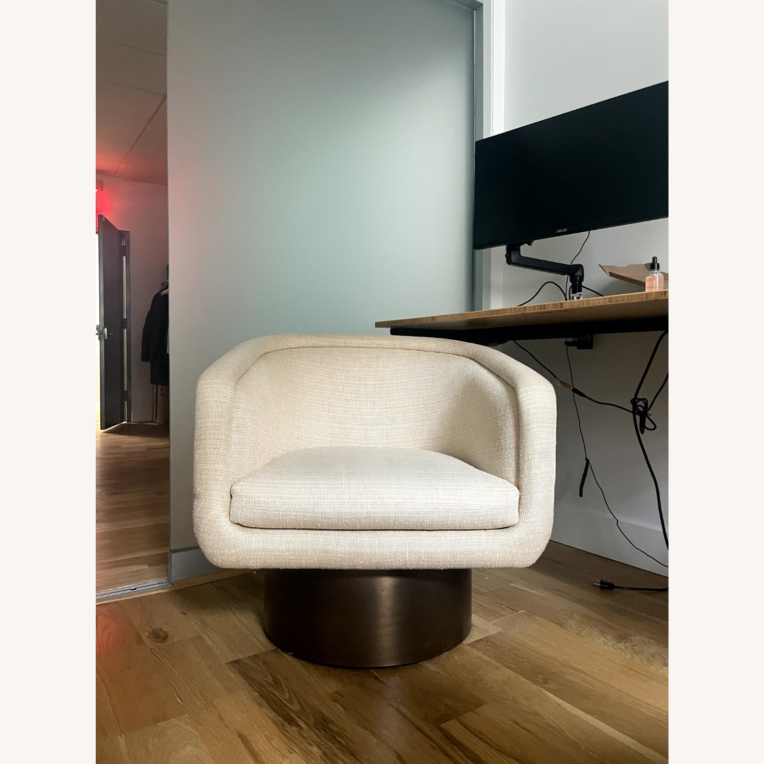 Vintage Brass Swivel Lounge Chair - image-1