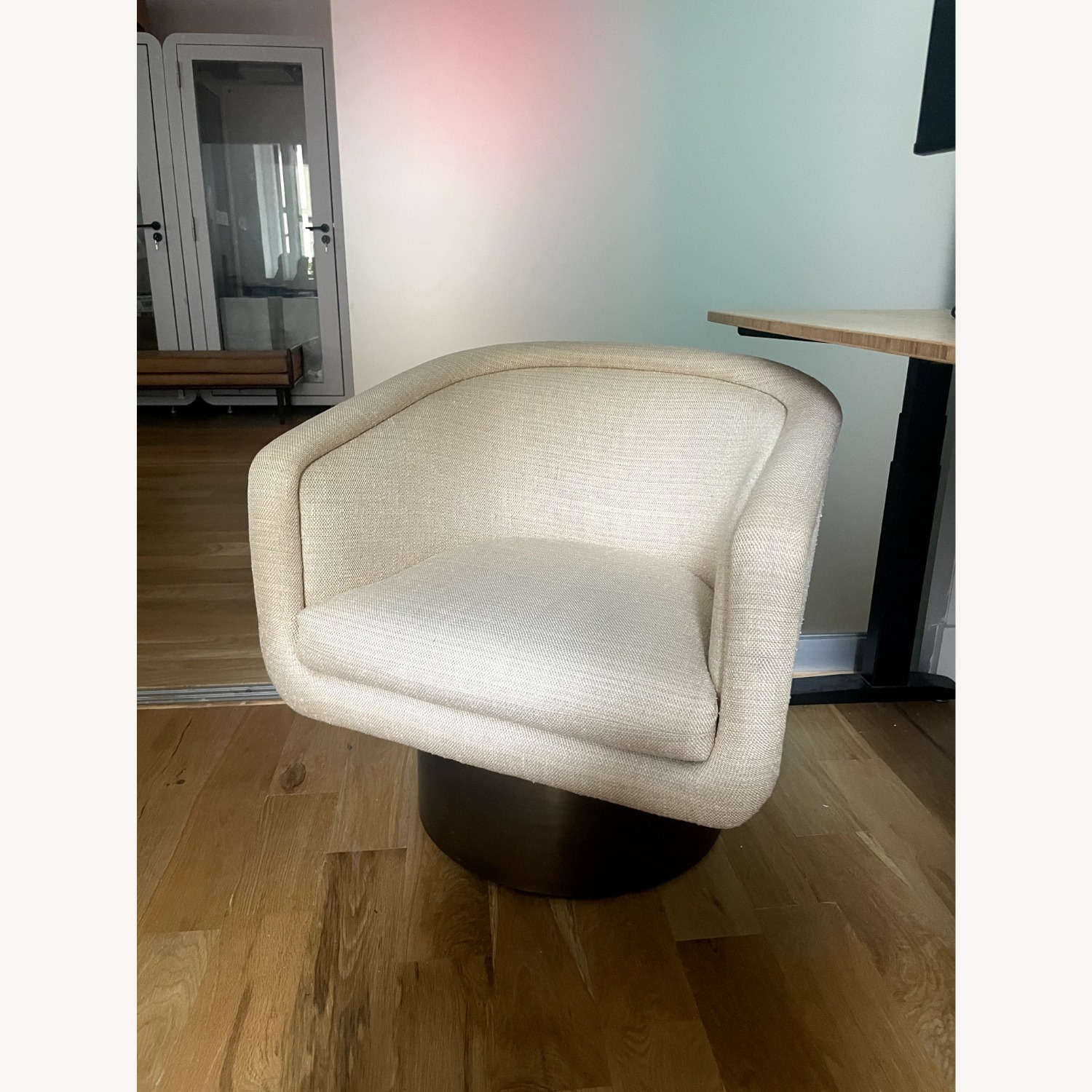 Vintage Brass Swivel Lounge Chair - image-5