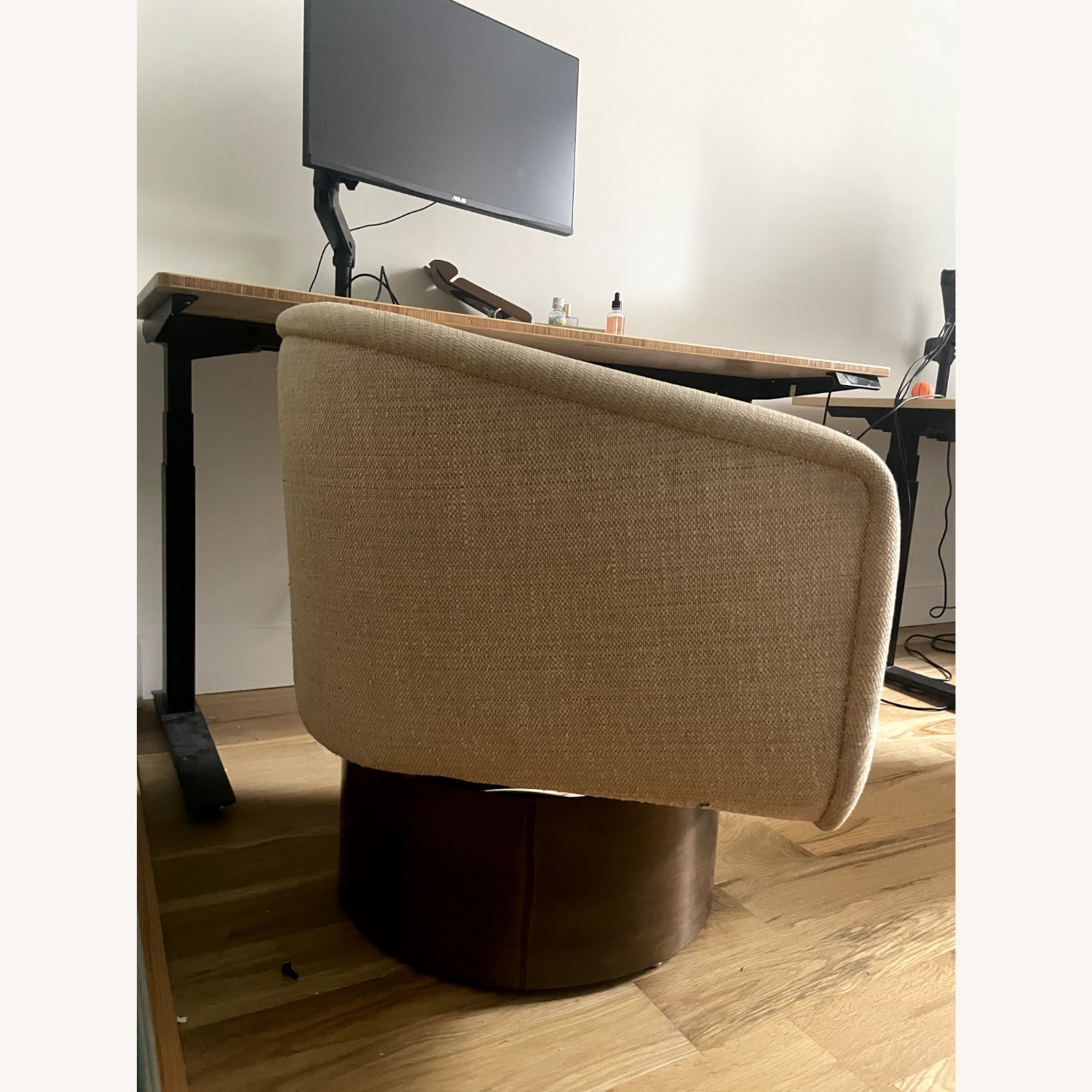 Vintage Brass Swivel Lounge Chair - image-3