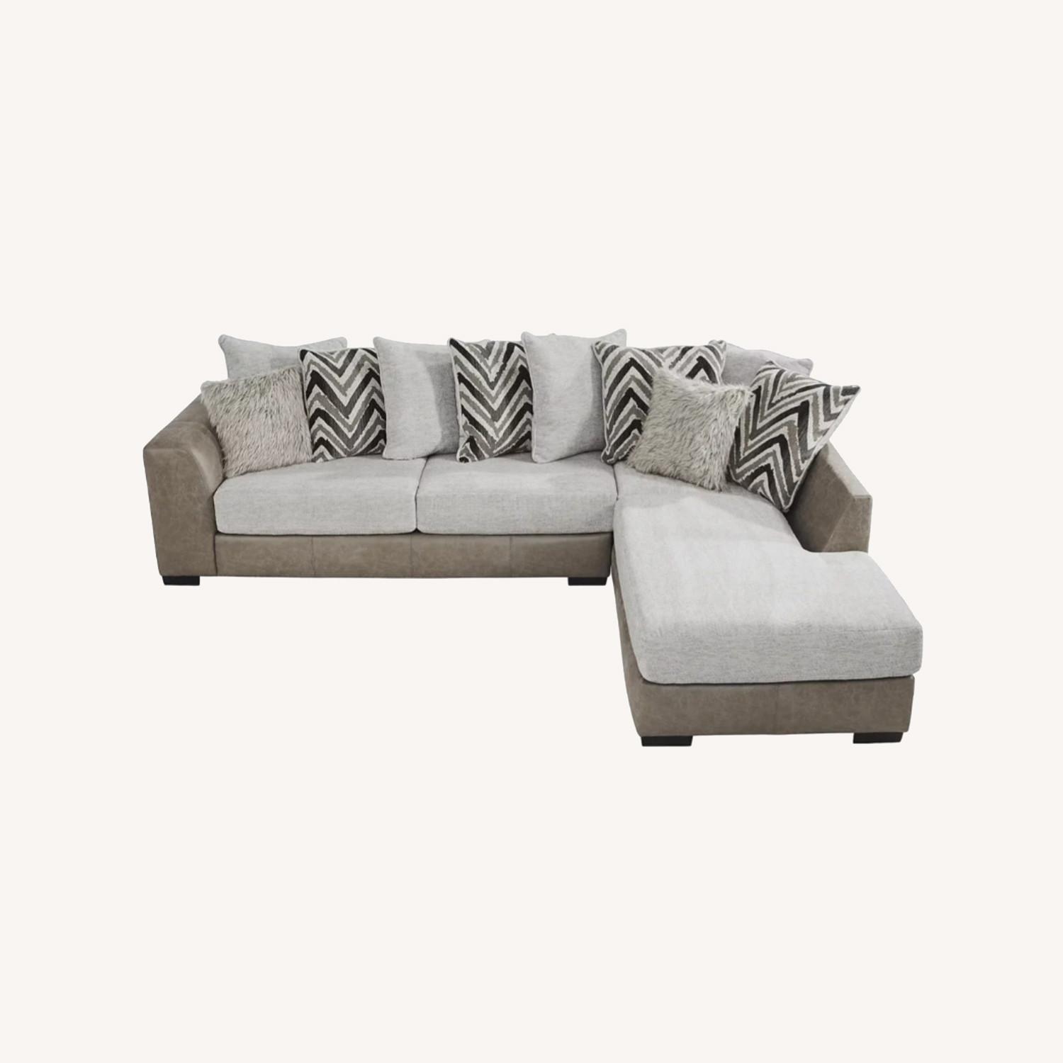 Novelia Beige 2 Pc Sectional (with Ottoman) - image-0