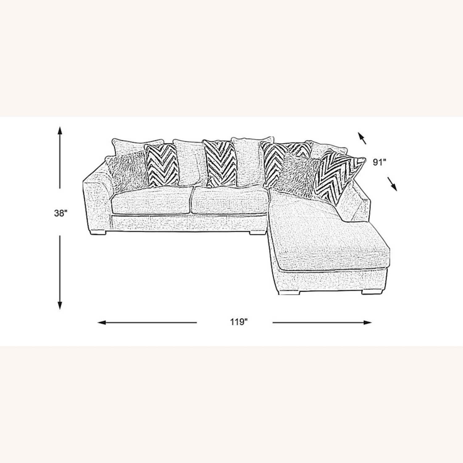 Novelia Beige 2 Pc Sectional (with Ottoman) - image-5