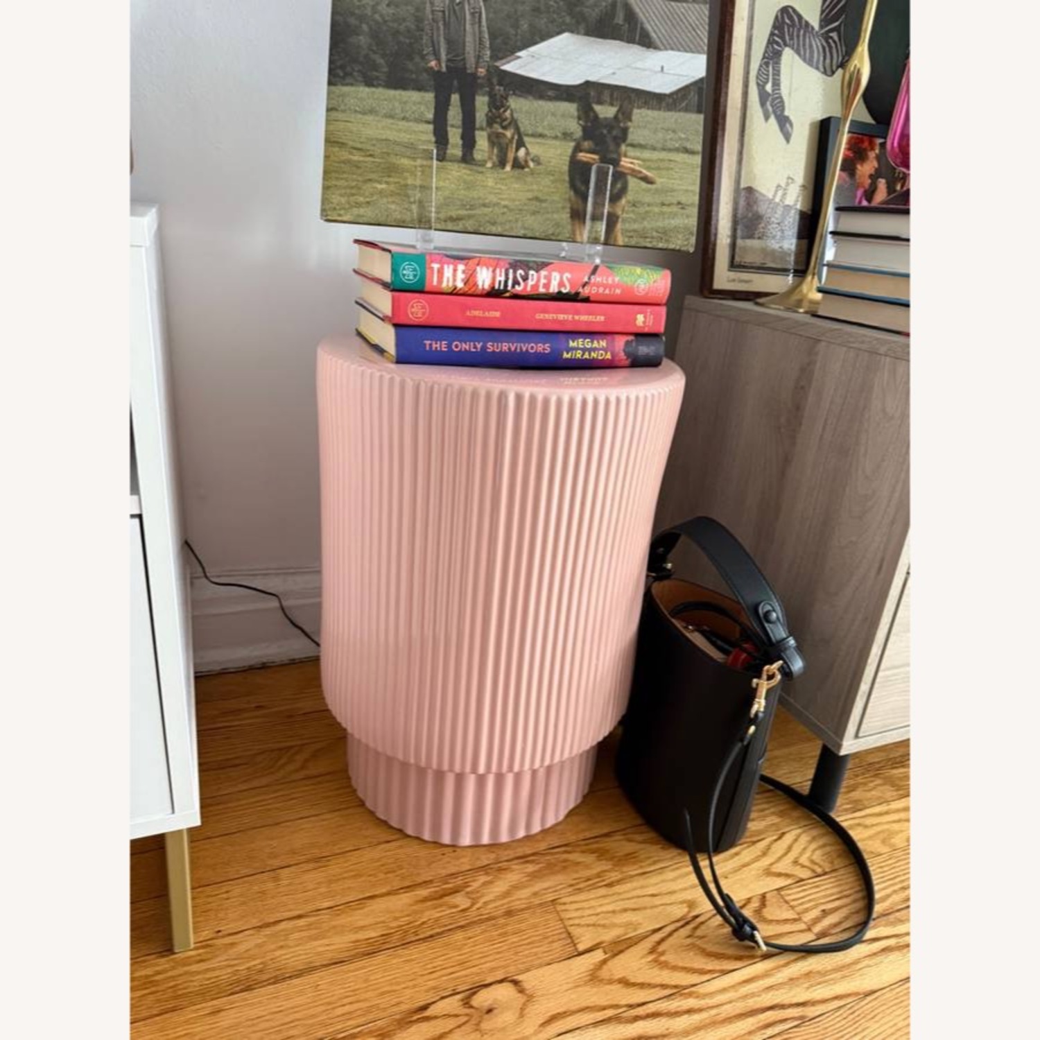 West Elm Fluted Collection Pink Side Table - image-2