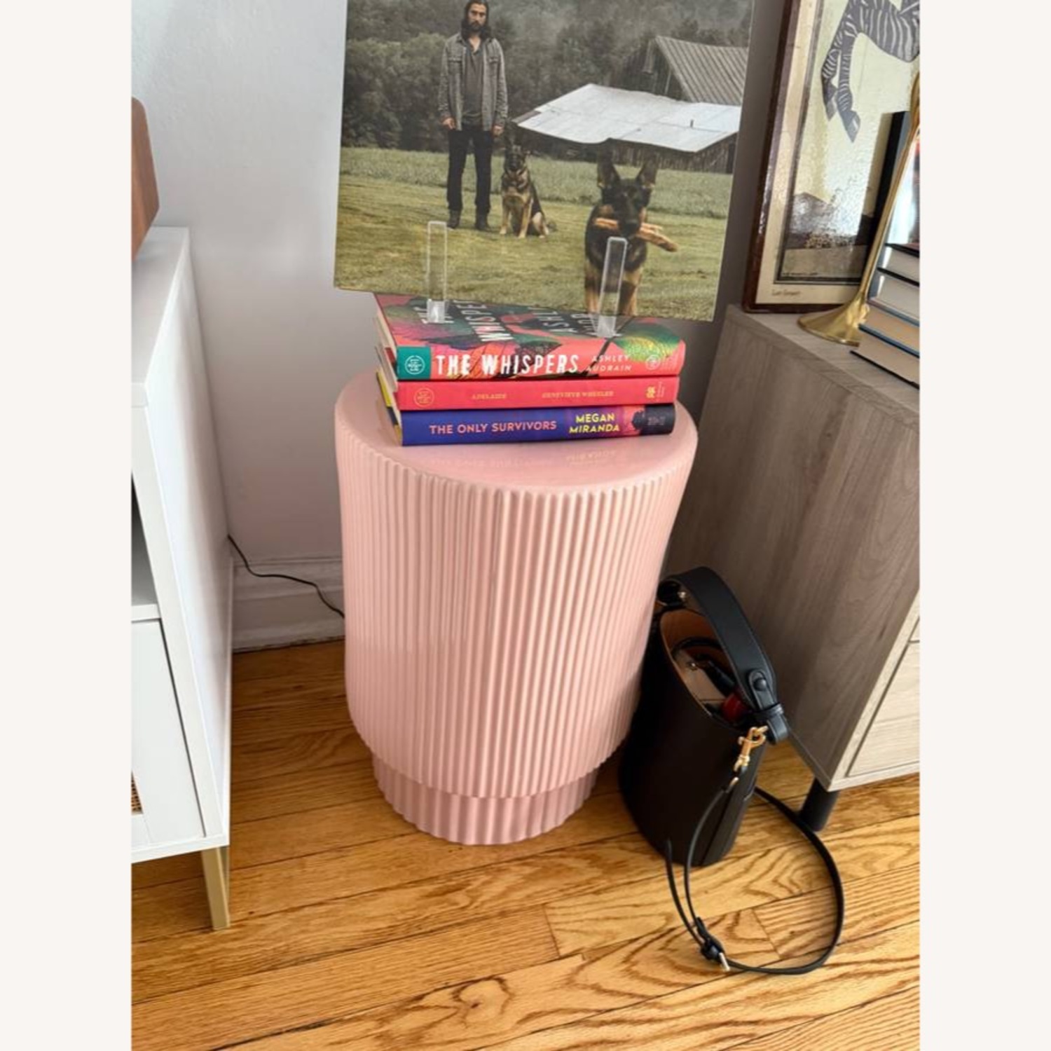 West Elm Fluted Collection Pink Side Table - image-1