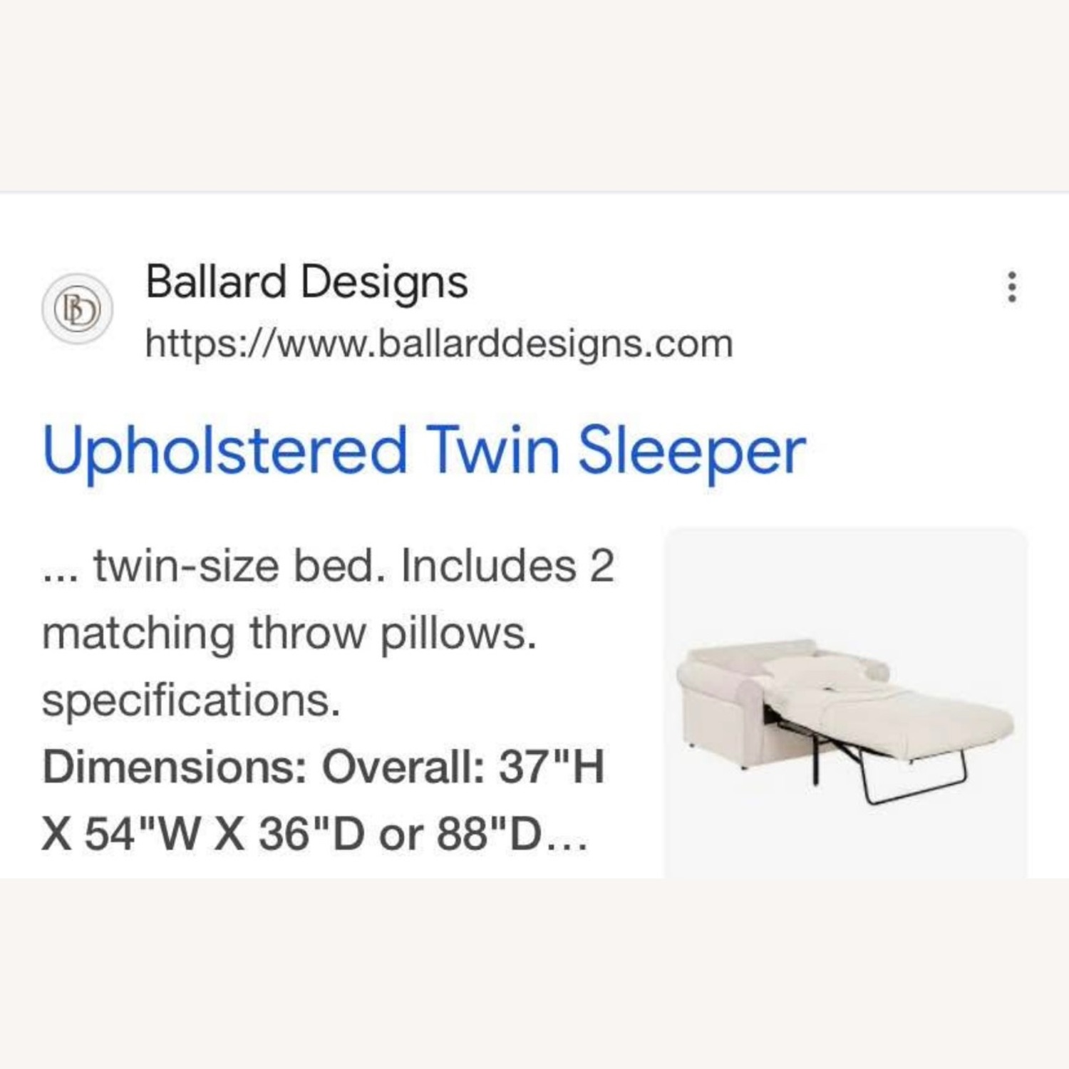 Ballard Design Twin Sofa Bed  - image-2