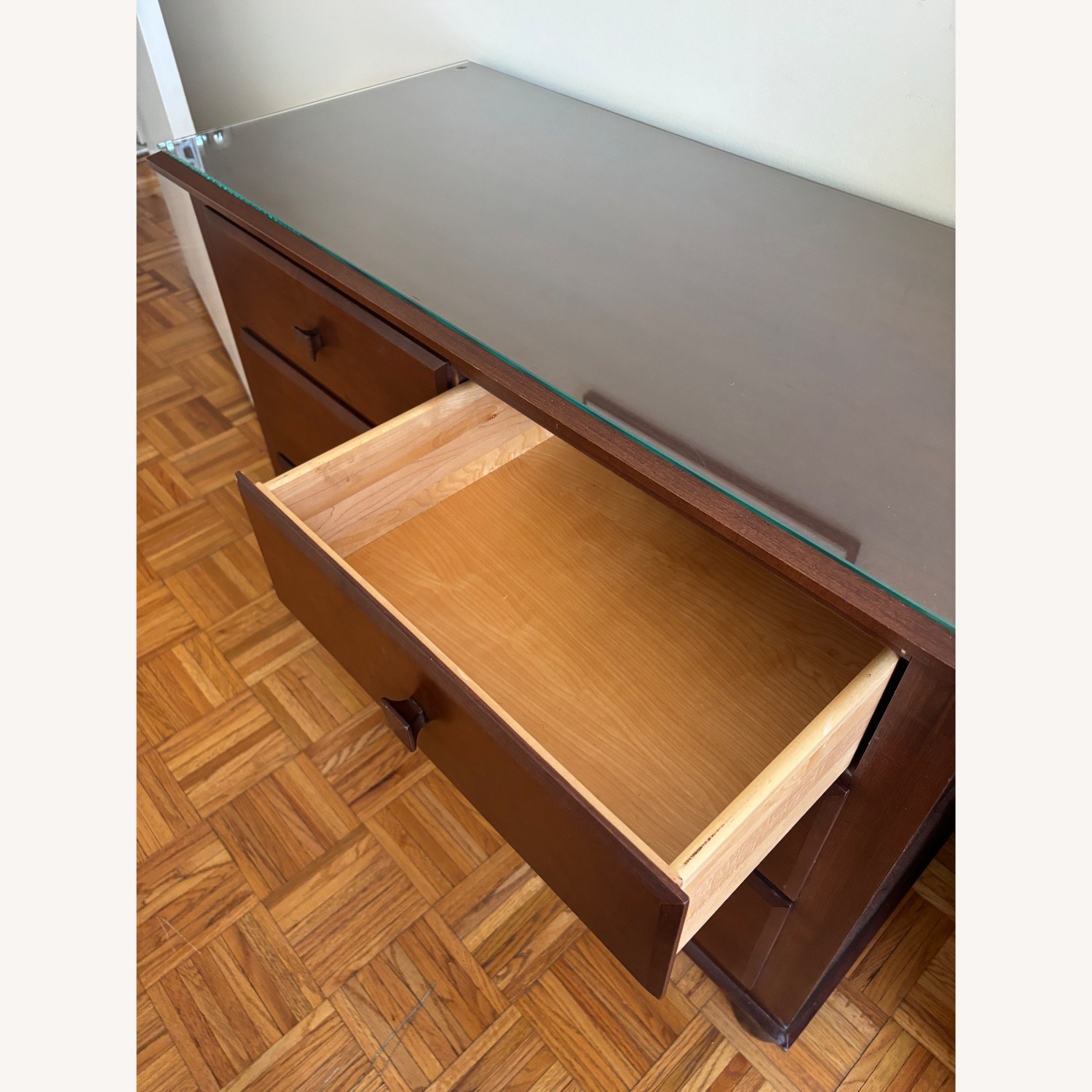 Sturdy Wooden Dresser With Glass Top - image-2