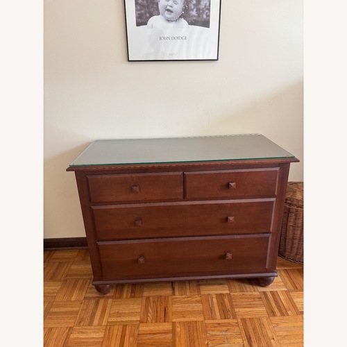 Used Sturdy Wooden Dresser With Glass Top for sale on AptDeco