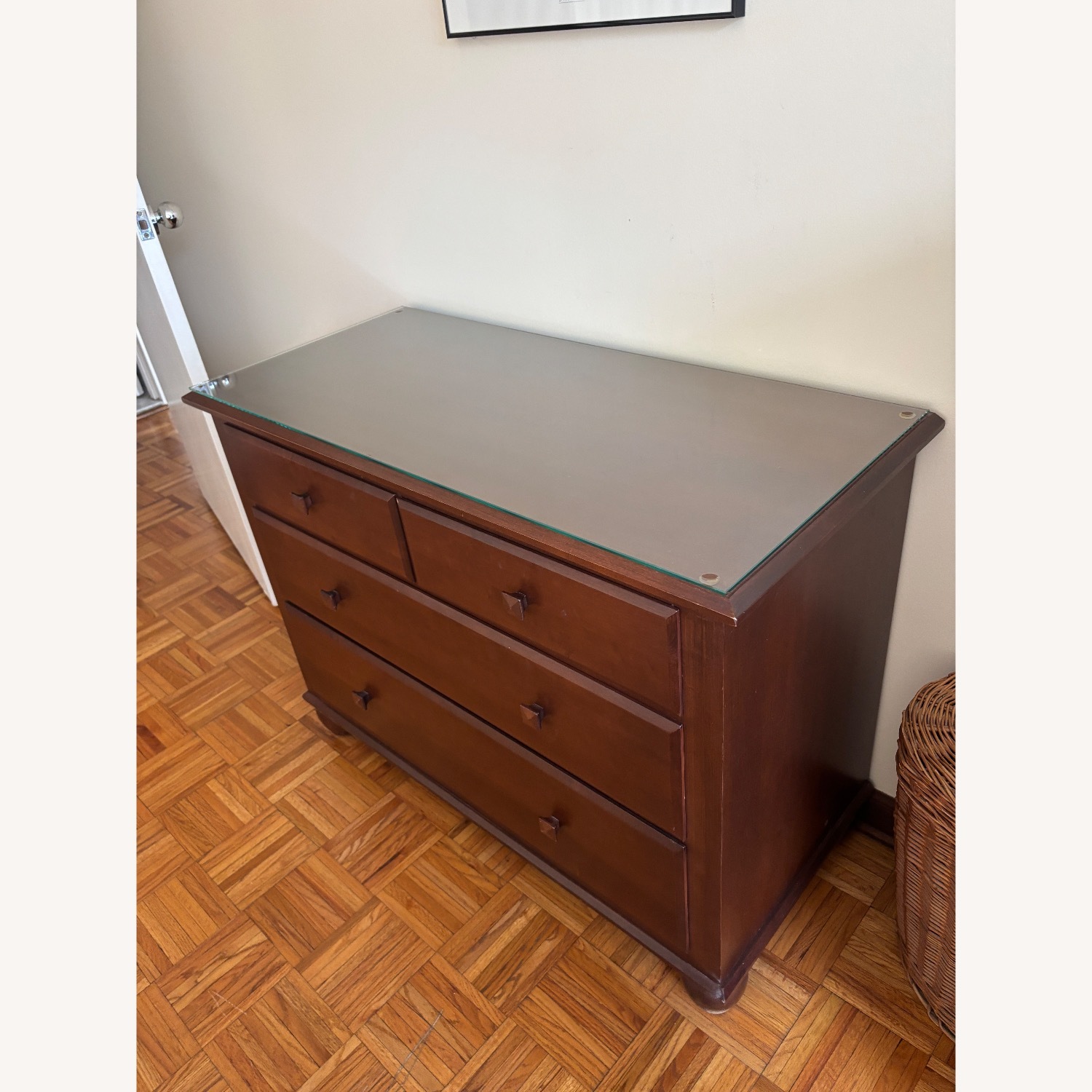 Sturdy Wooden Dresser With Glass Top - image-3