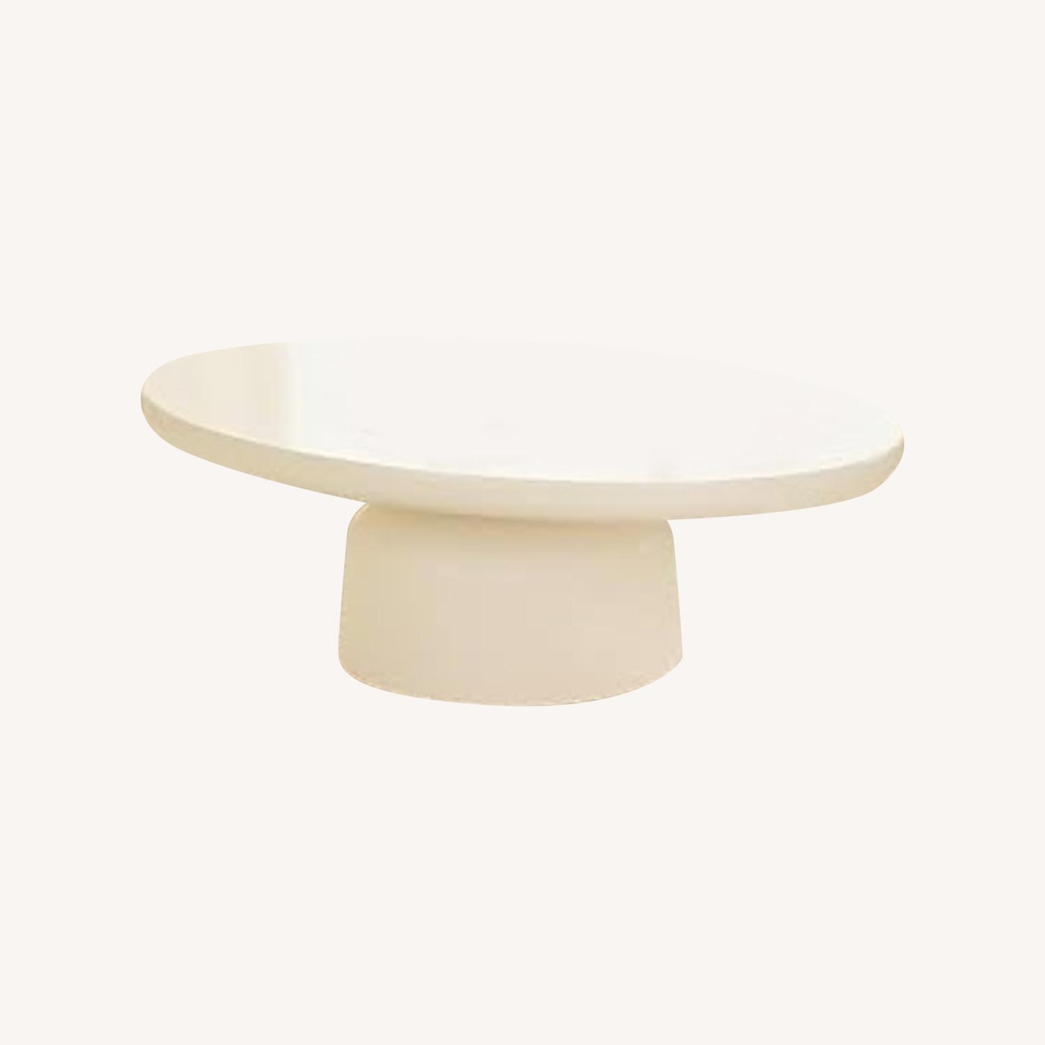 White Oval Coffee Table with Pedestal - image-0