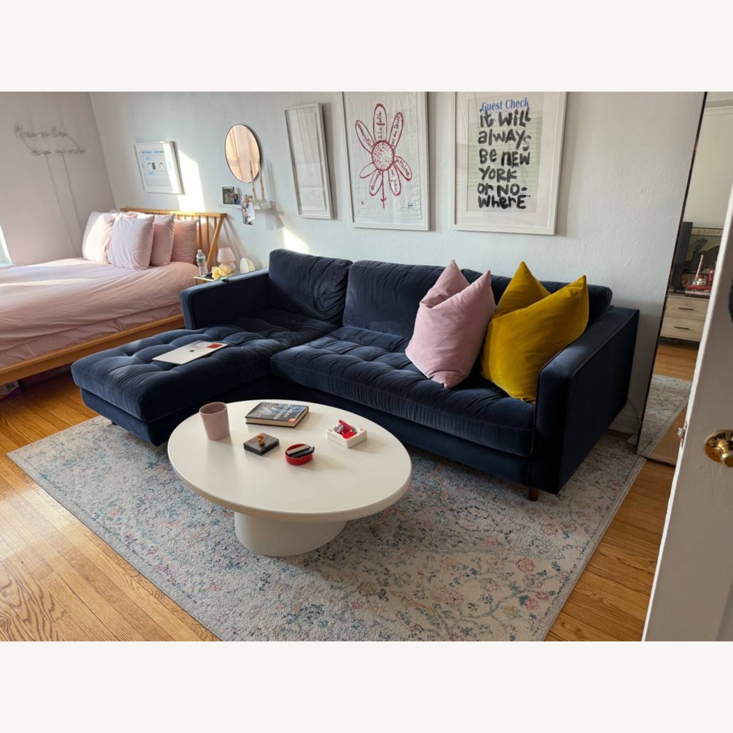 White Oval Coffee Table with Pedestal - image-2