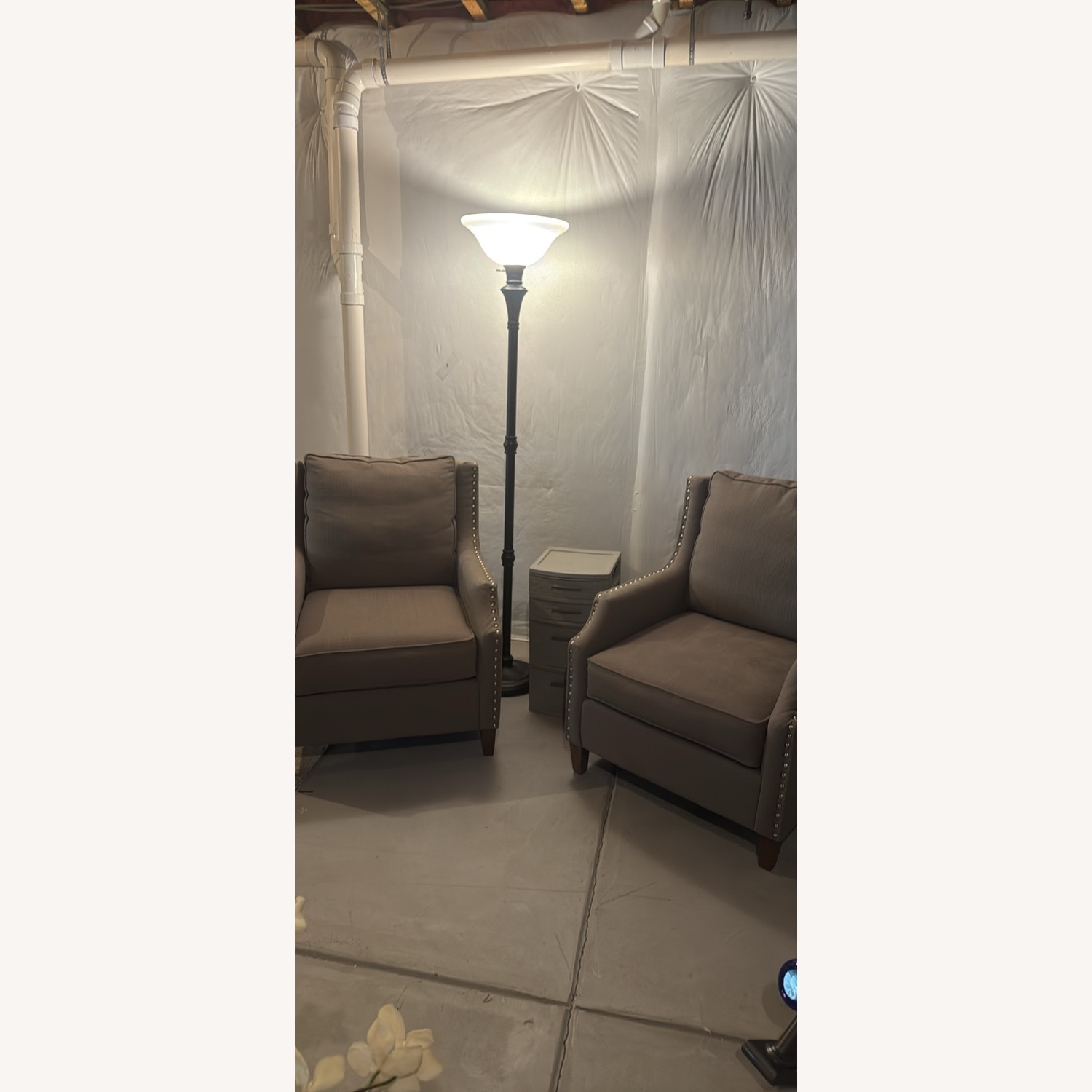 2 Grey Bassett Armchairs - image-2