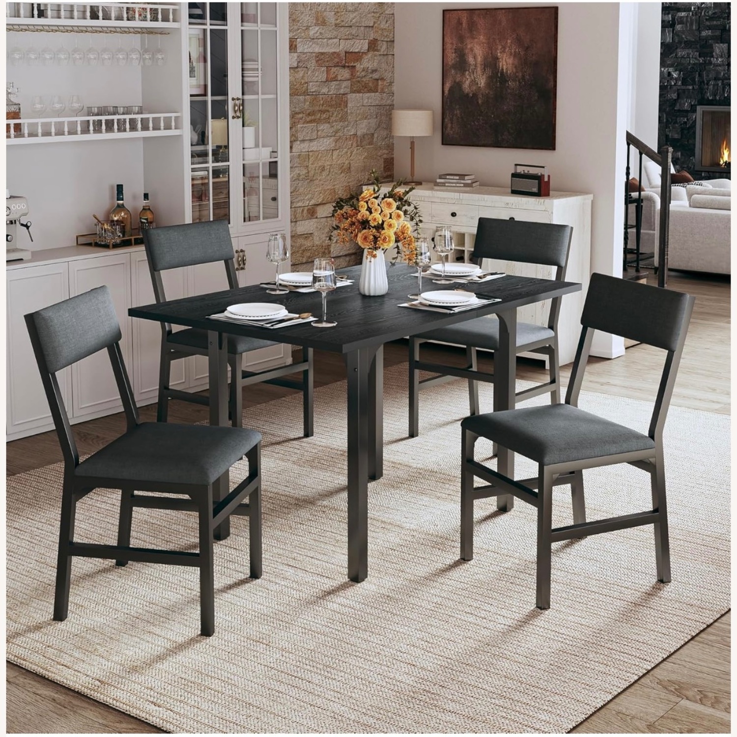 Foldable Extendable 5 piece Dining Table Set - image-1