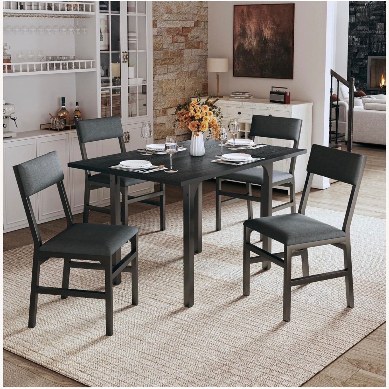 Foldable Extendable 5 piece Dining Table Set - image-8