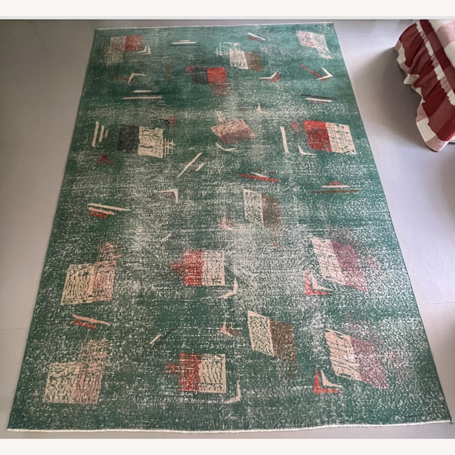 116×212\" Feel nature”ViNTAGE TURKiSH RUG Vintage Turkish Distressed Rug in Black and White Tones