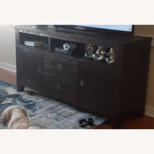 Used Wood Media Console W 2 Drawers & 2 Cabinets for sale on AptDeco