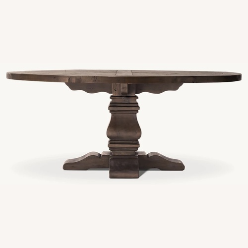 Used RH Salvaged Wood Trestle Round Dining Table for sale on AptDeco