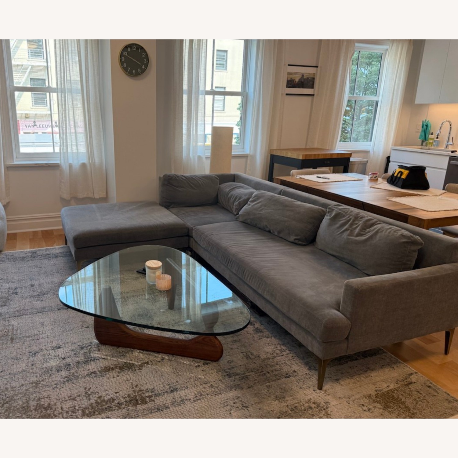 Noguchi-Inspired Triangle Glass Coffee Table - image-2