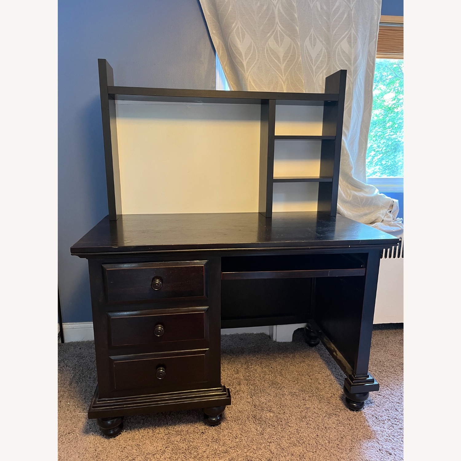 Solid Wood Desk, IKEA Micke add on Shelves - image-1