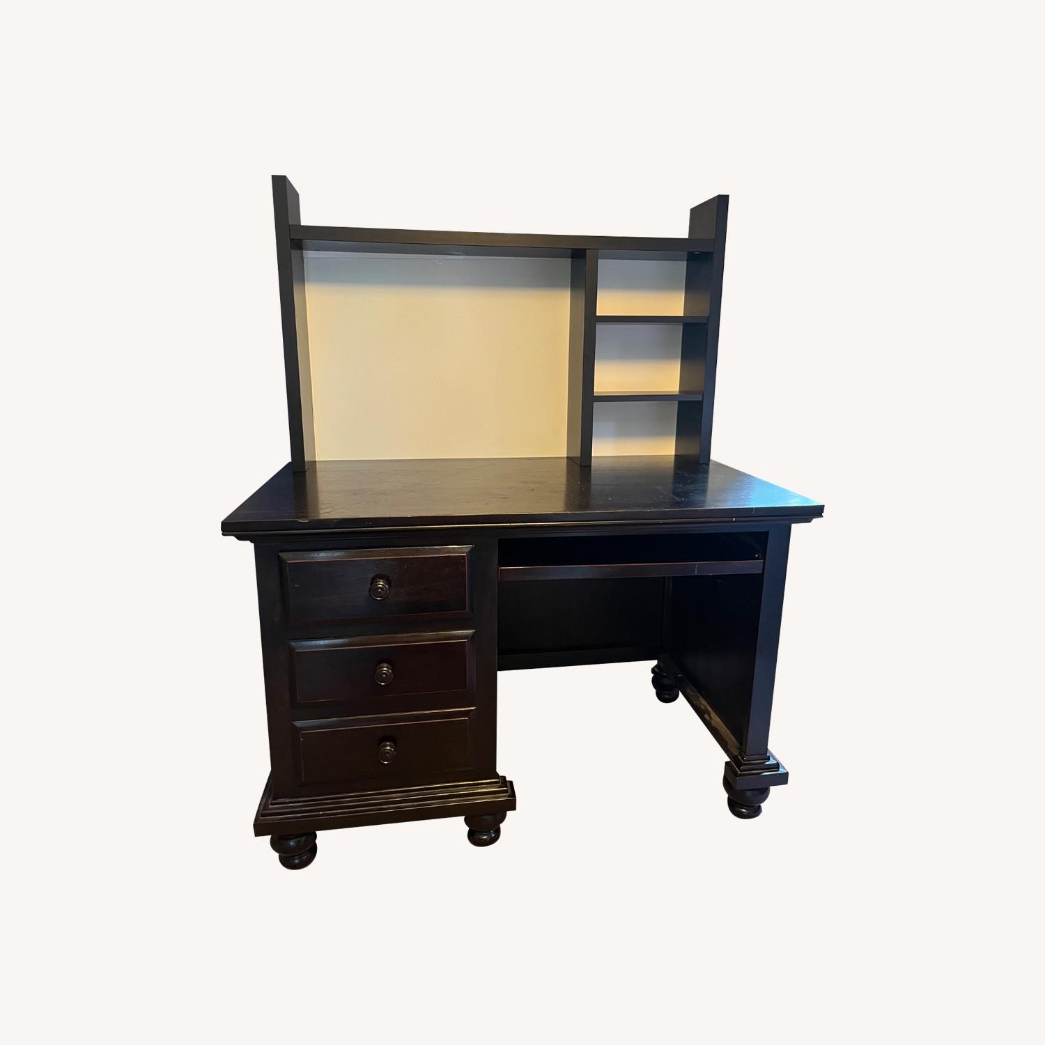 Solid Wood Desk, IKEA Micke add on Shelves - image-0