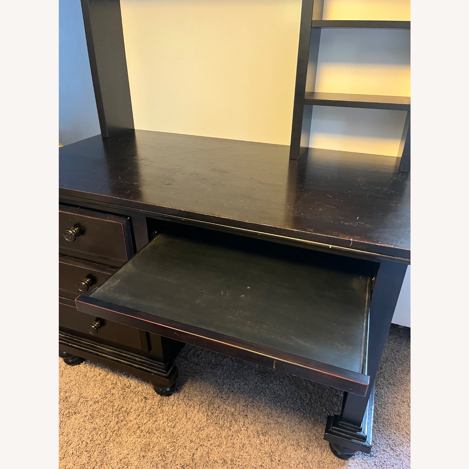 Solid Wood Desk, IKEA Micke add on Shelves - image-3