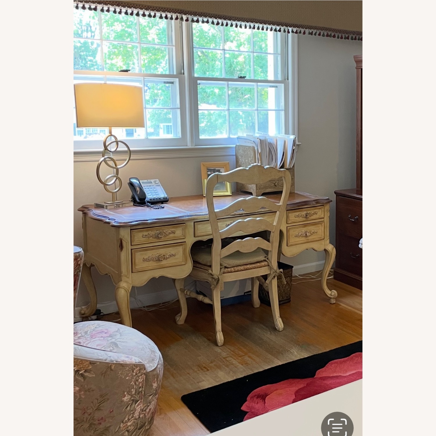 Leather Wrapped Wood Desk and Matching Chair  - image-1