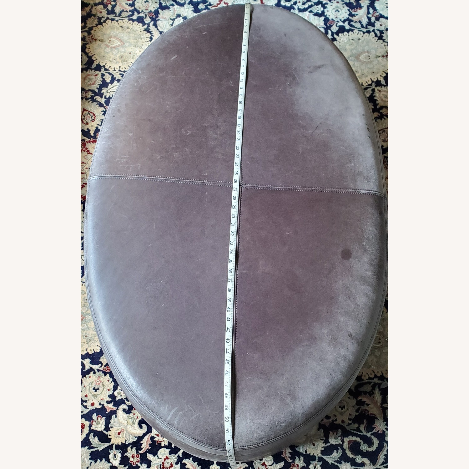 Thomasville 2003 Oval Leather Ottoman  - image-1